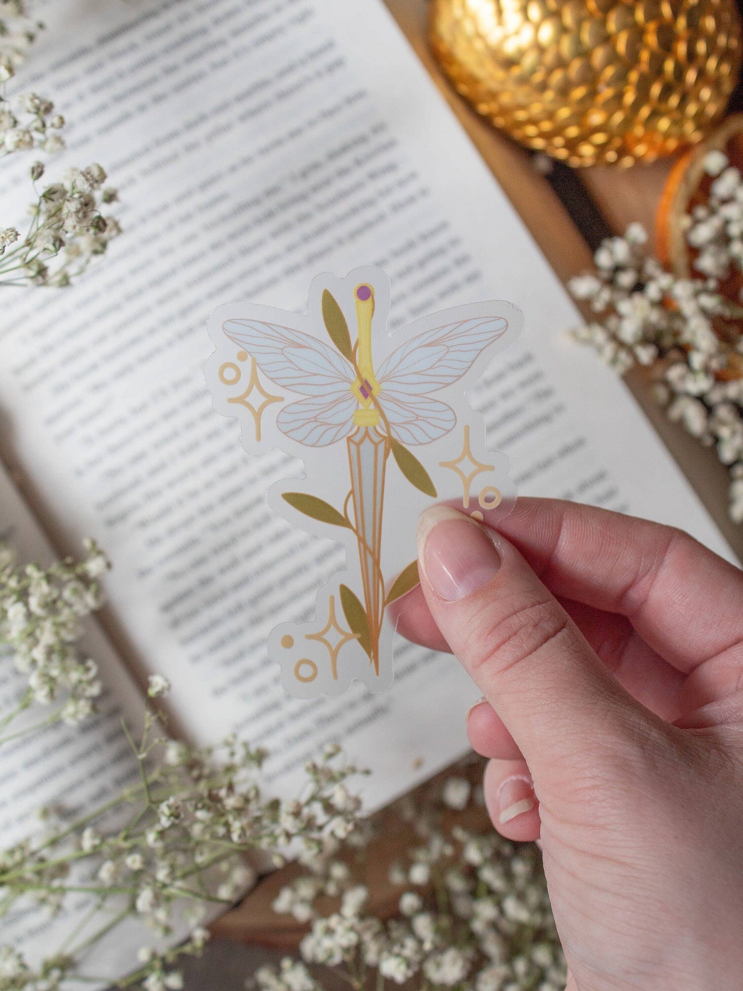 Fantasy Faerie Dagger Bookish Vinyl Waterproof Sticker: Pink