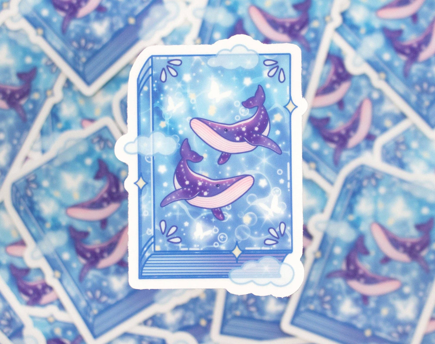 Whale Book Clear Sticker