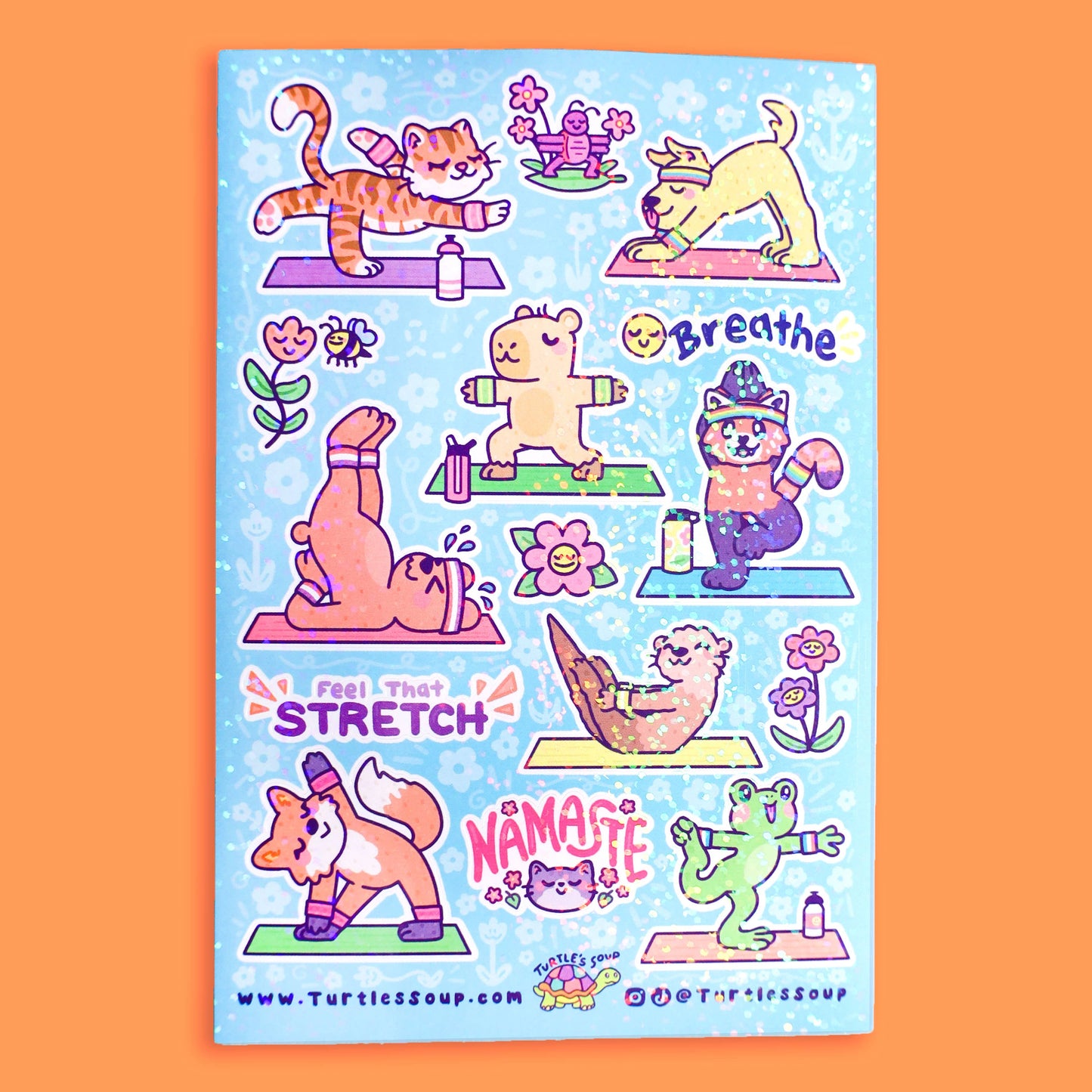 Yoga Animals Workout Fitness Vinyl Sticker Sheet