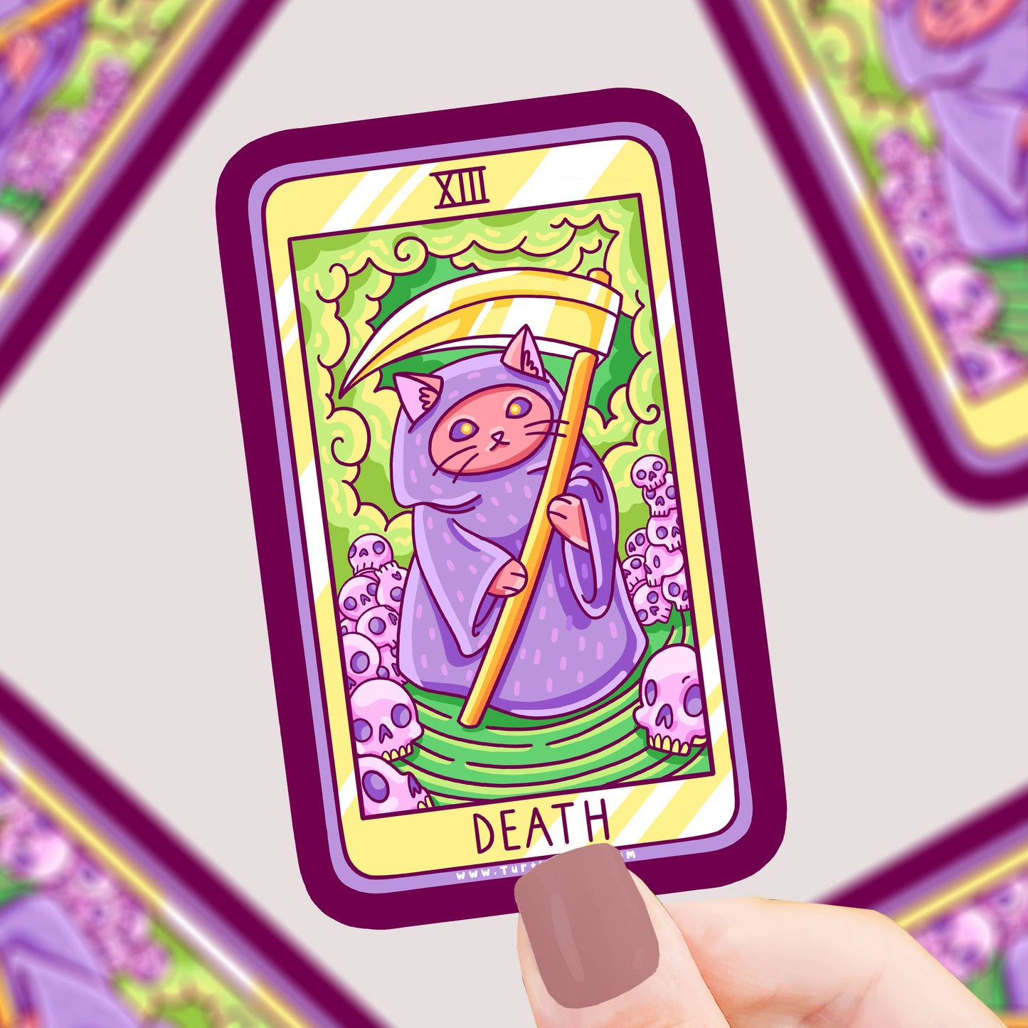 Death Kitty Tarot Card Vinyl Sticker