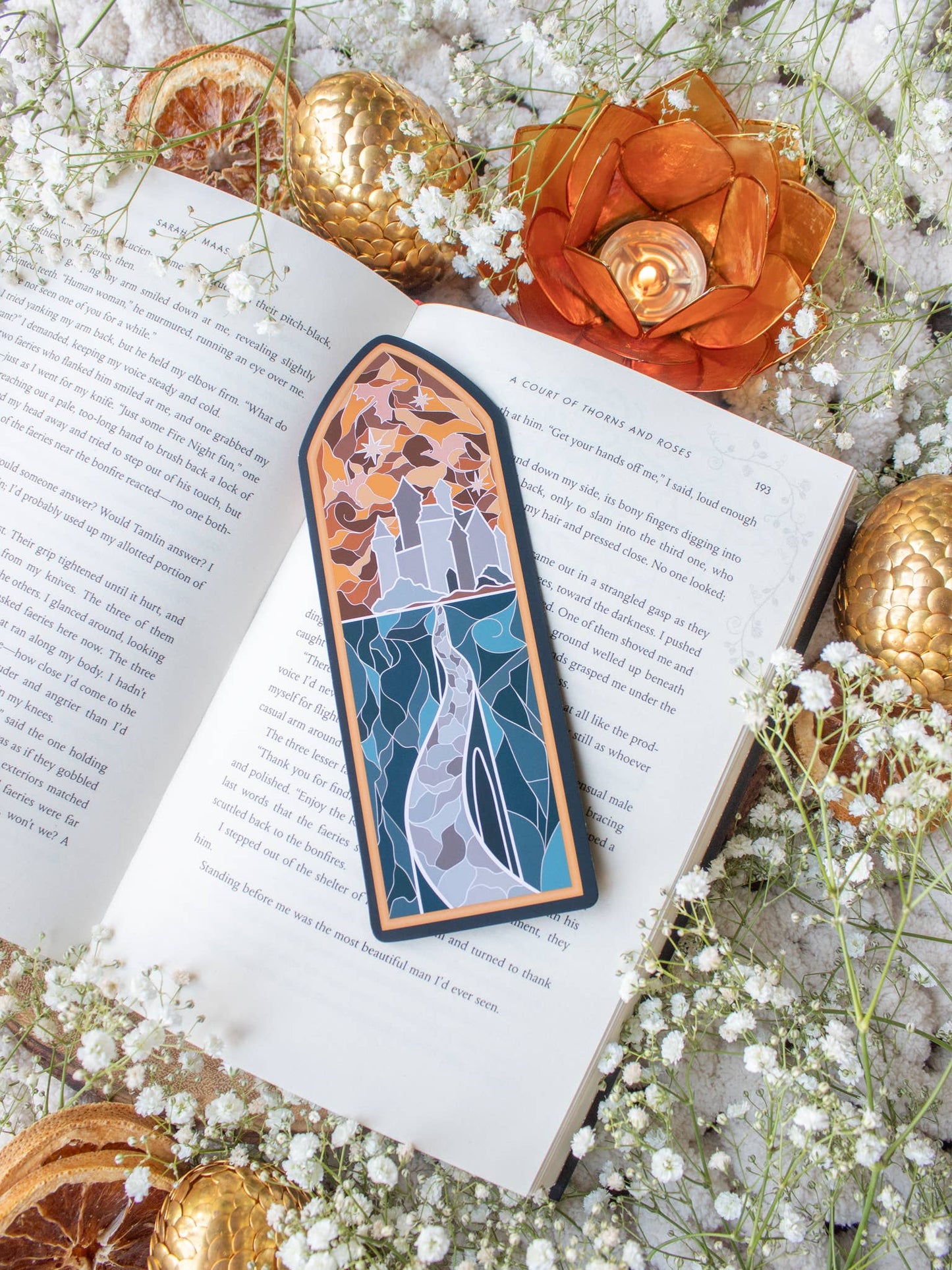 Fourth Wing Basgiath Stain Glass Window Bookmark