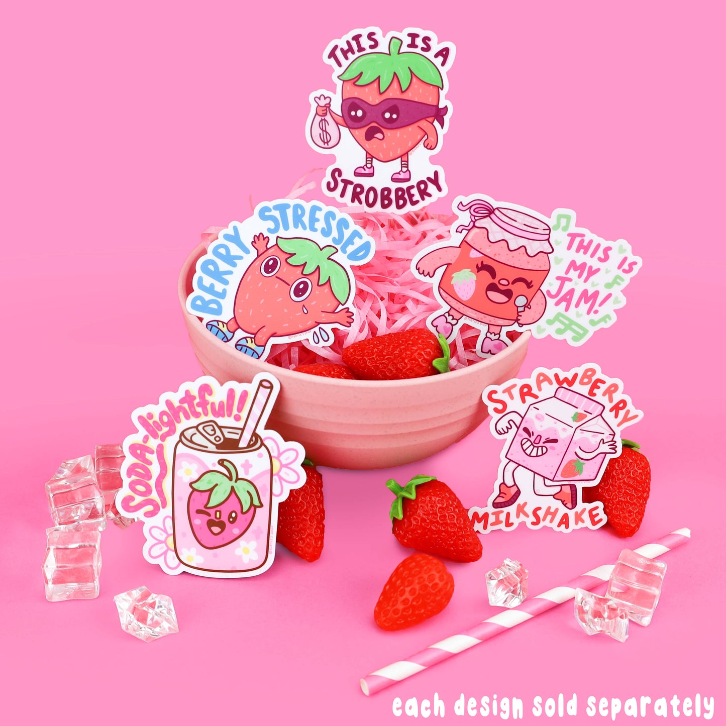 Berry Stressed  Strawberry Vinyl Sticker