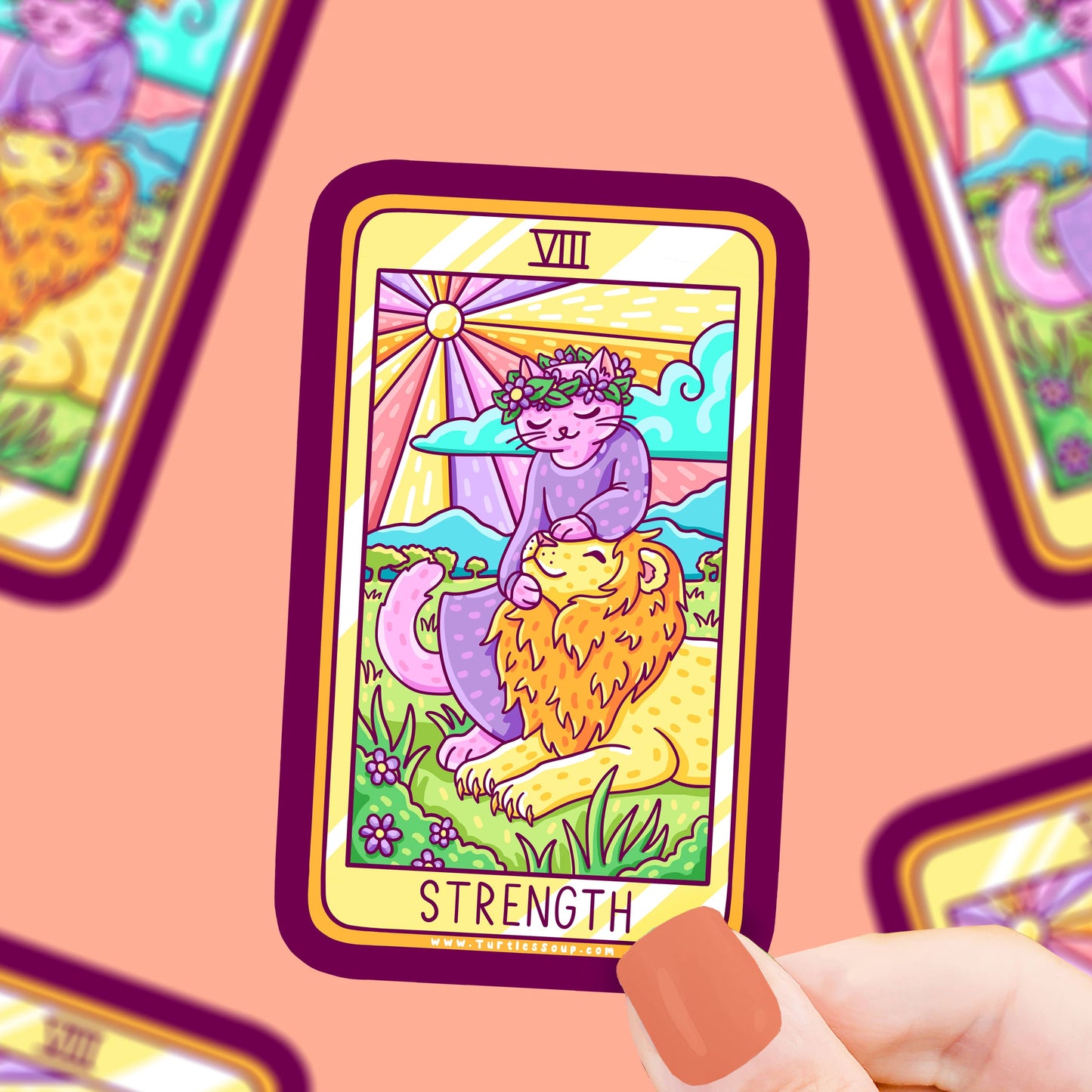 Strength Kitty Tarot Card Vinyl Sticker