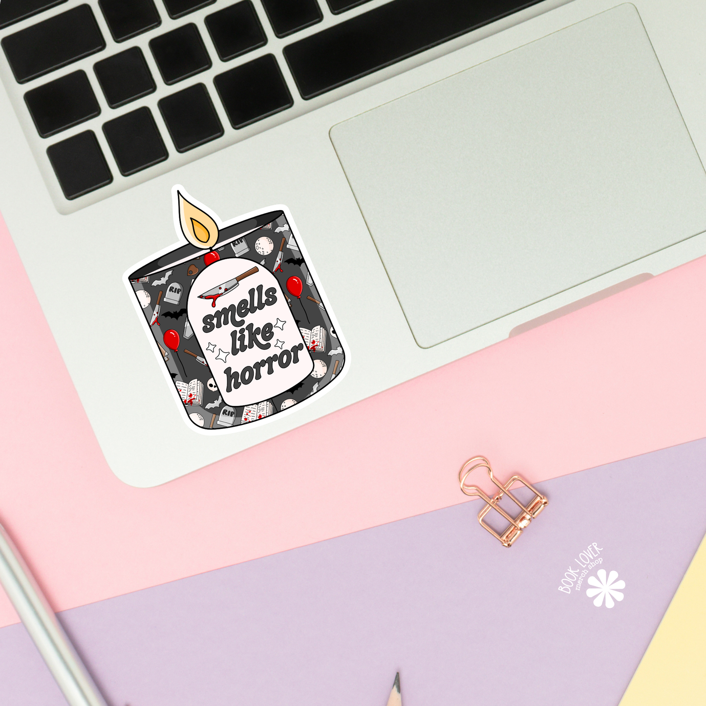 Smells Like Horror Candle Stickers / Bookish Stickers: 3''