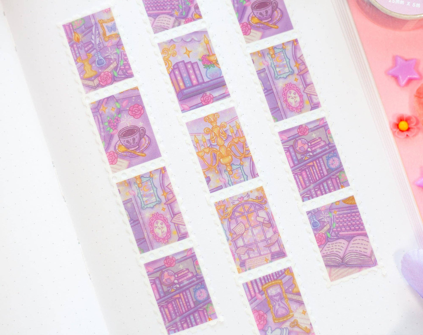 Pastel Academia Stamp Washi Tape