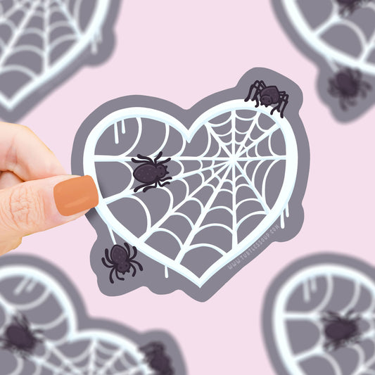 Spooky Spider Web Heart Vinyl Sticker