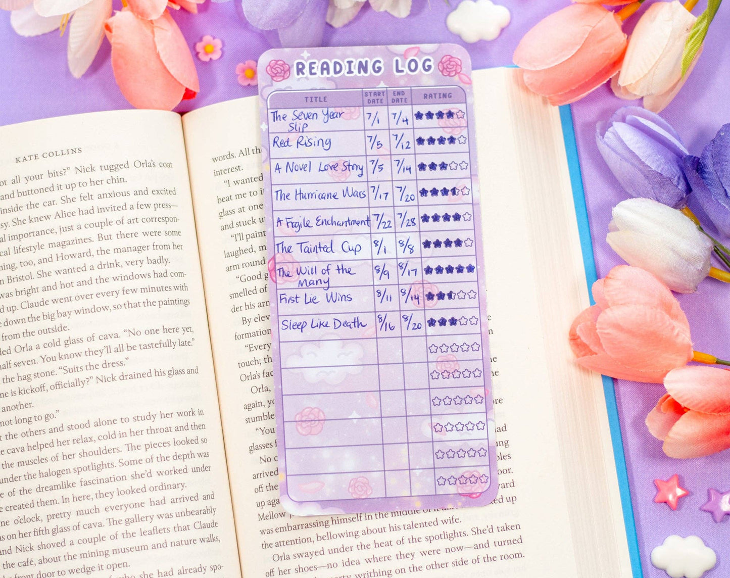 Pastel Academia Reading Log Bookmark