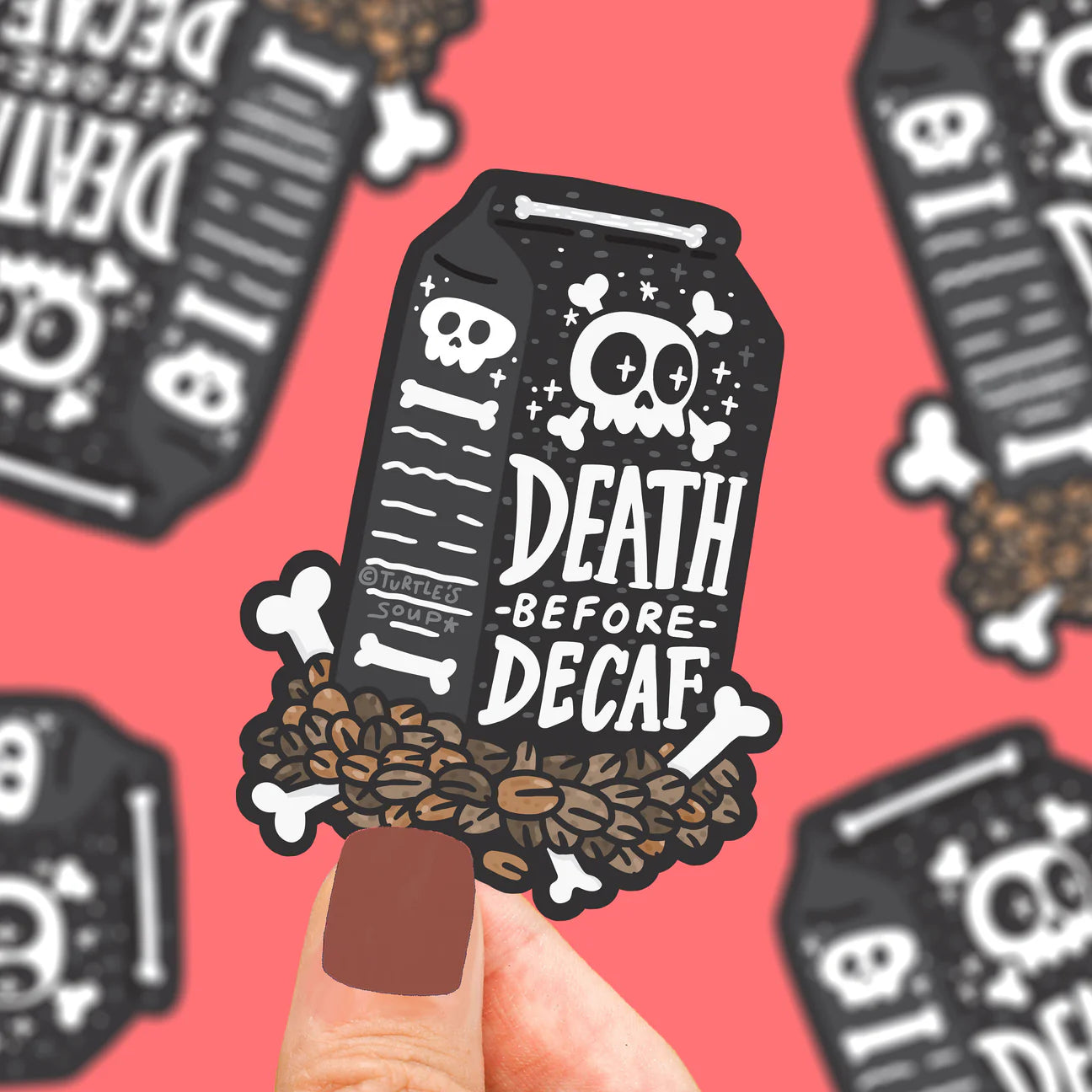 Death Before Decaf Vinyl Sticker