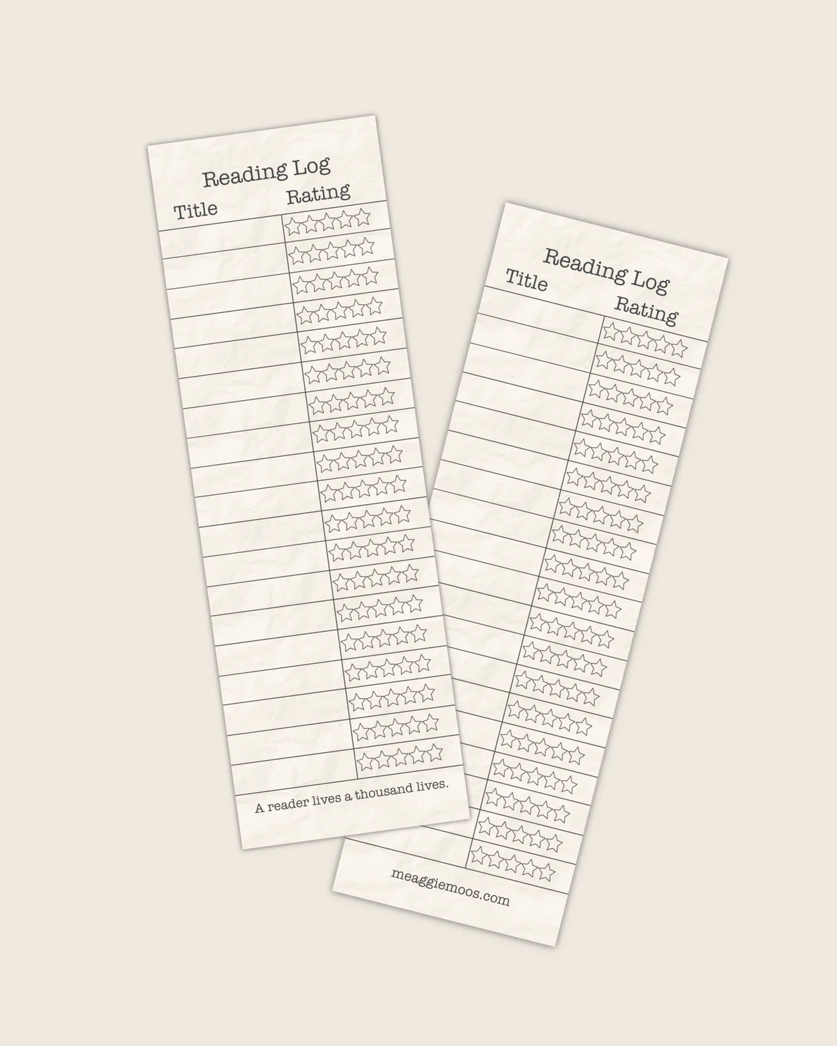 Reading Log Bookmark