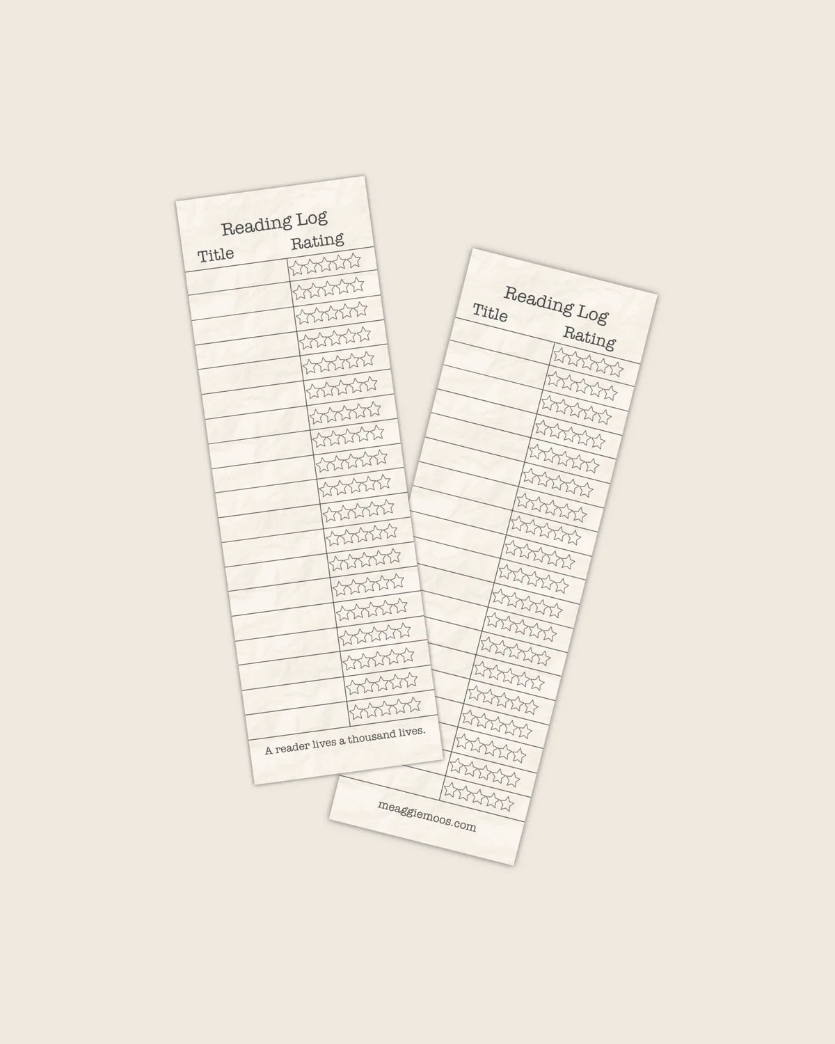 Reading Log Bookmark