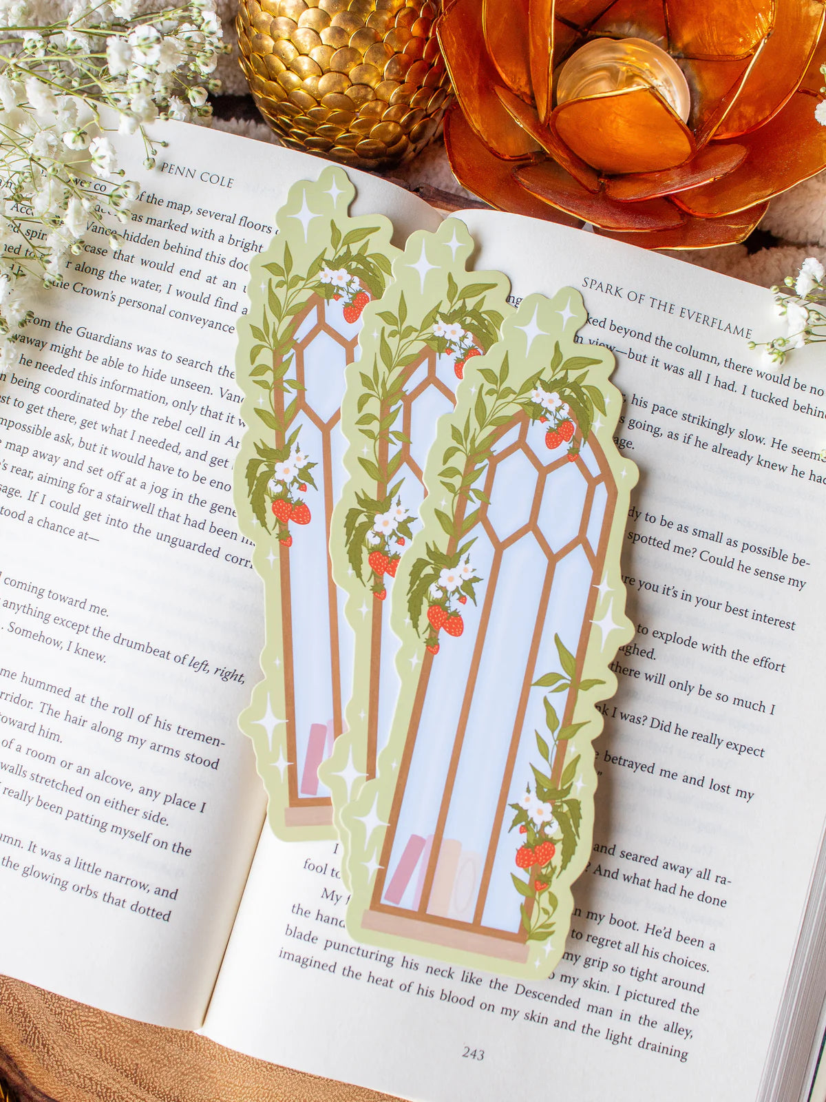 Strawberry Arched Window Die-Cut Bookmark