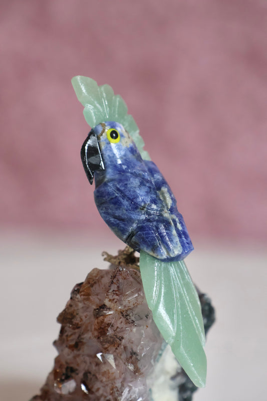 Sodalite Bird on Amethyst