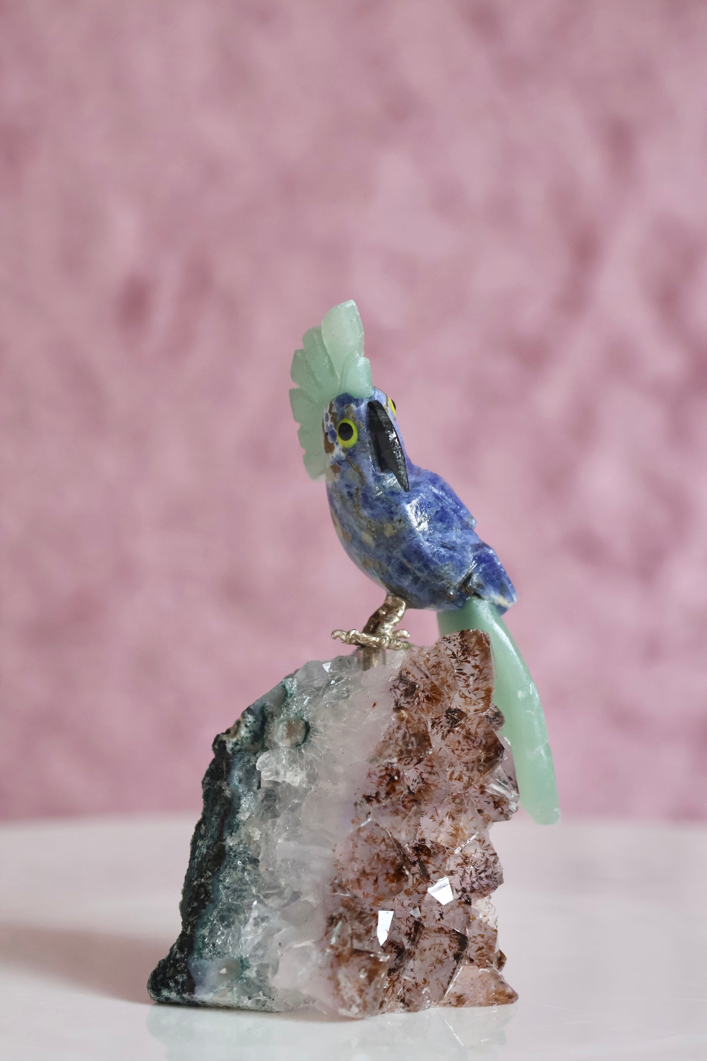 Sodalite Bird on Amethyst