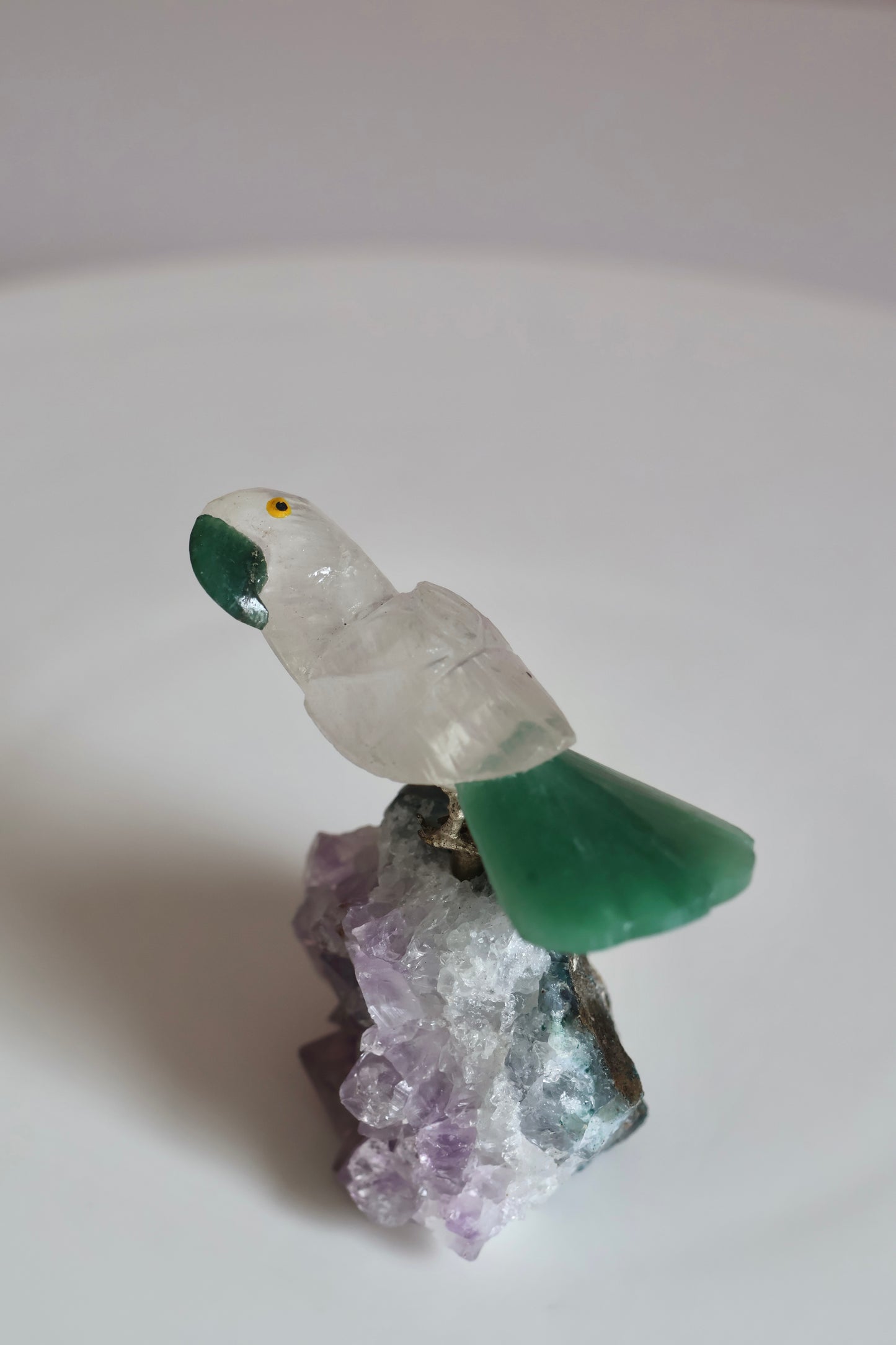 Clear Quartz Bird on Amethyst