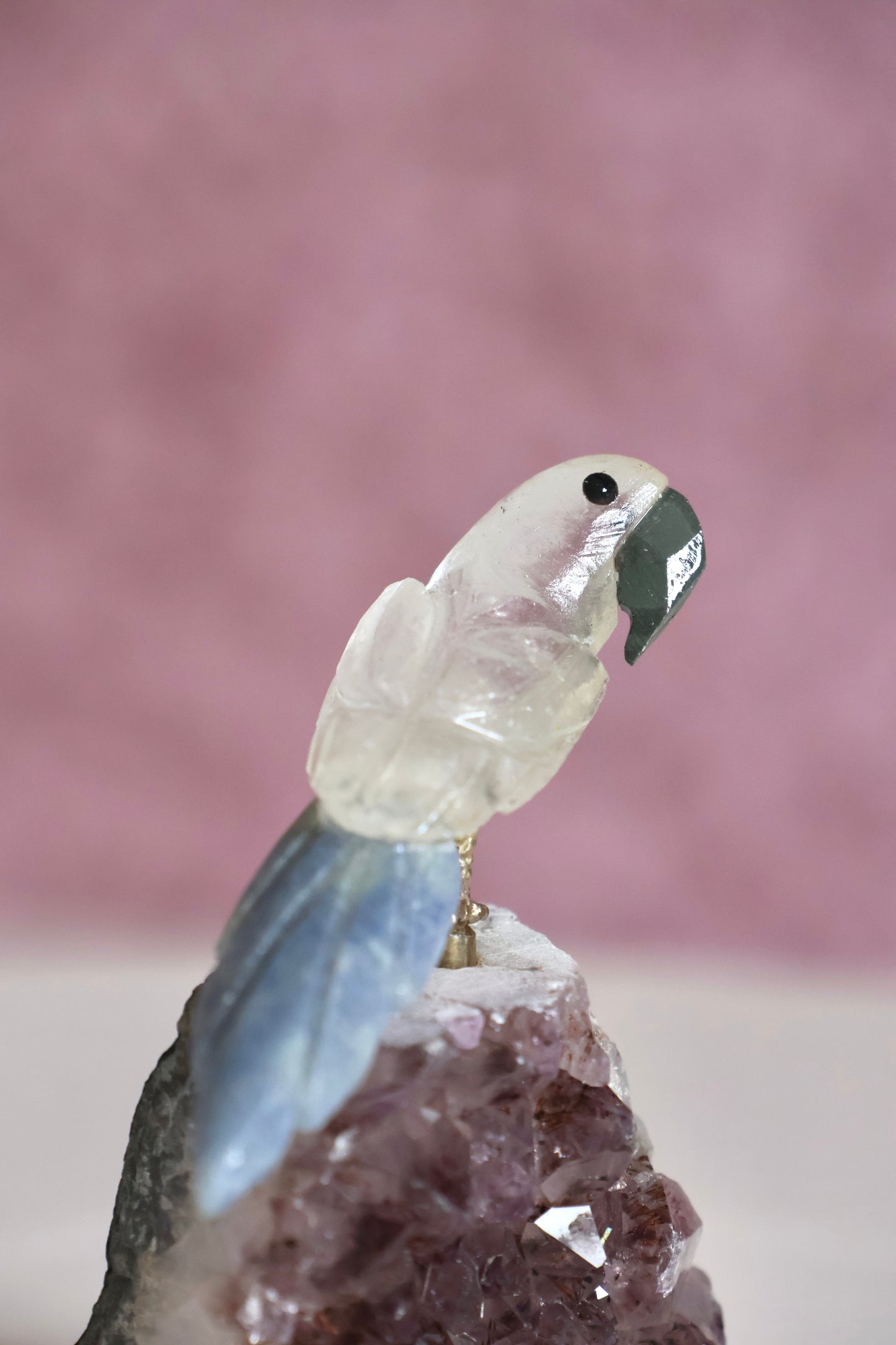 Clear Quartz Bird on Amethyst