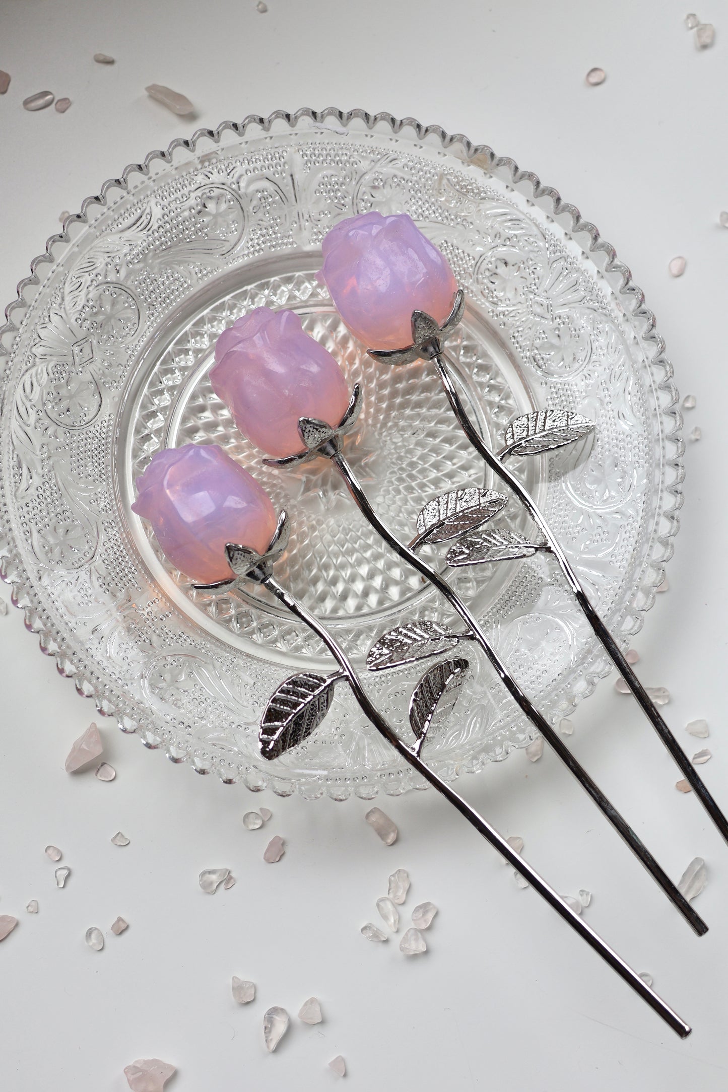 Pink Opalite Rose - Silver