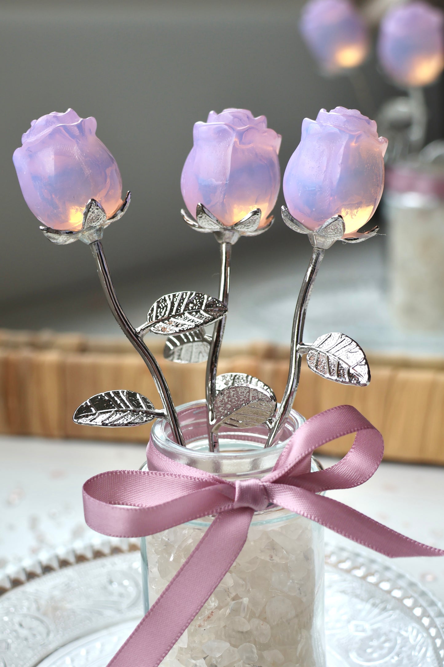 Pink Opalite Rose - Silver