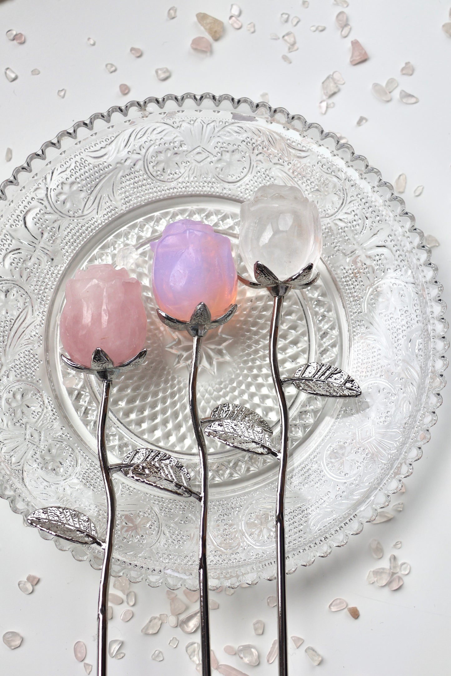 Pink Opalite Rose - Silver