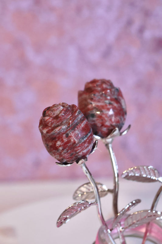 Red Jasper Rose - Silver