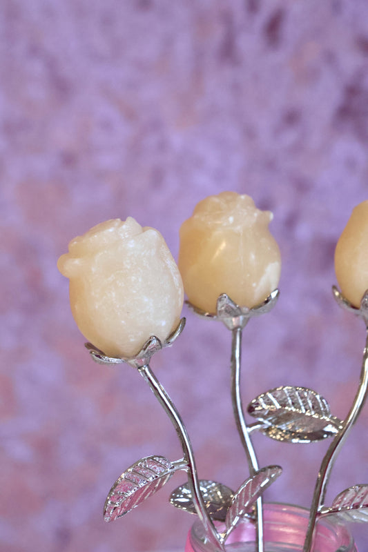 Yellow Calcite Rose - Silver