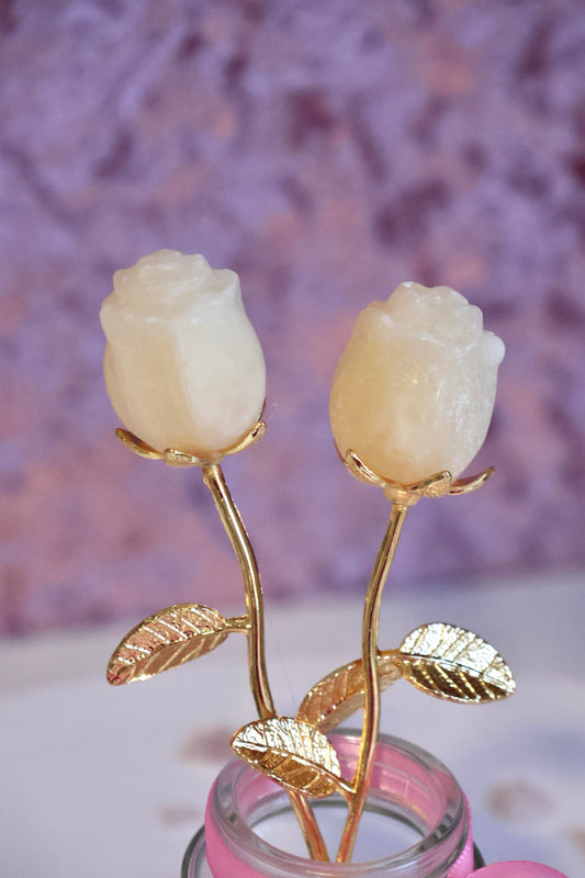 Yellow Calcite Rose - Gold