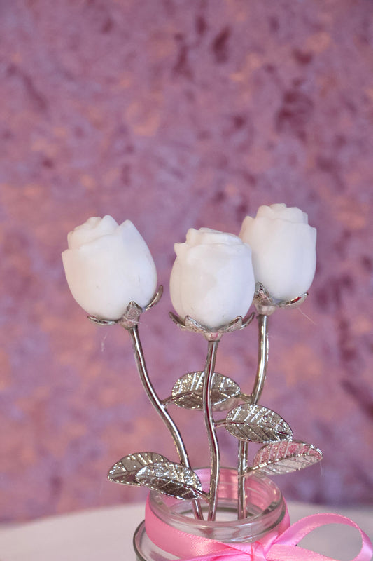 White Agate Rose - Silver