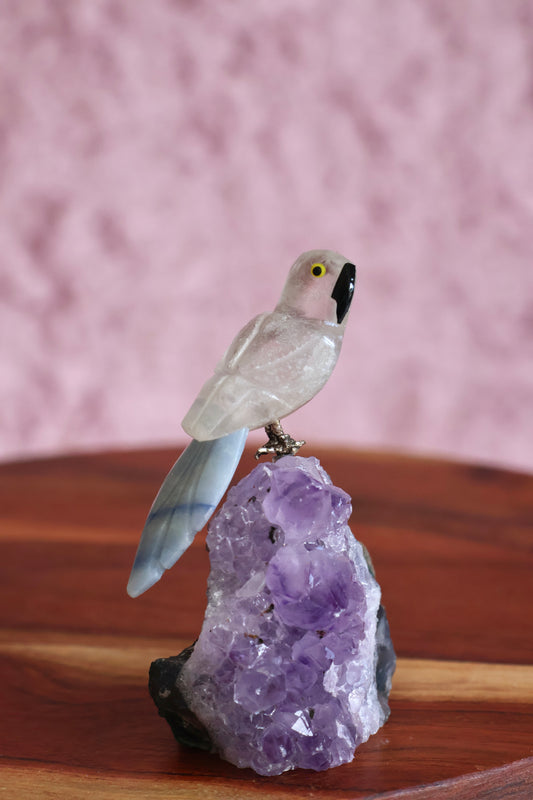 Clear Quartz Bird on Amethyst