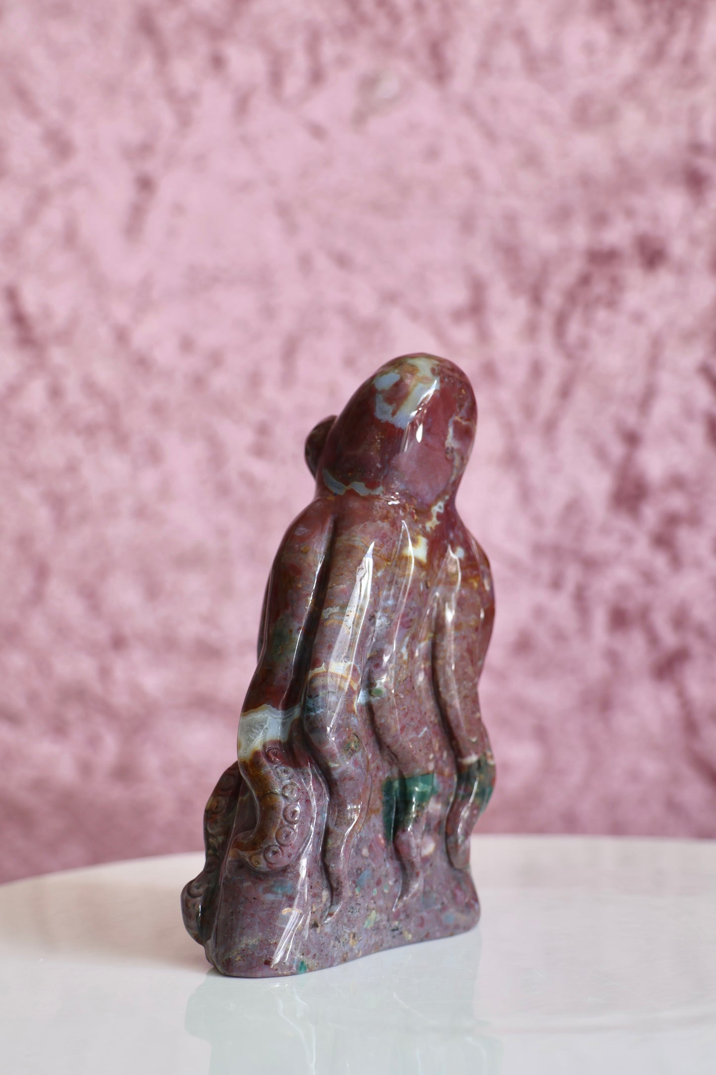 Ocean Jasper Octopus Carving - Large - 002