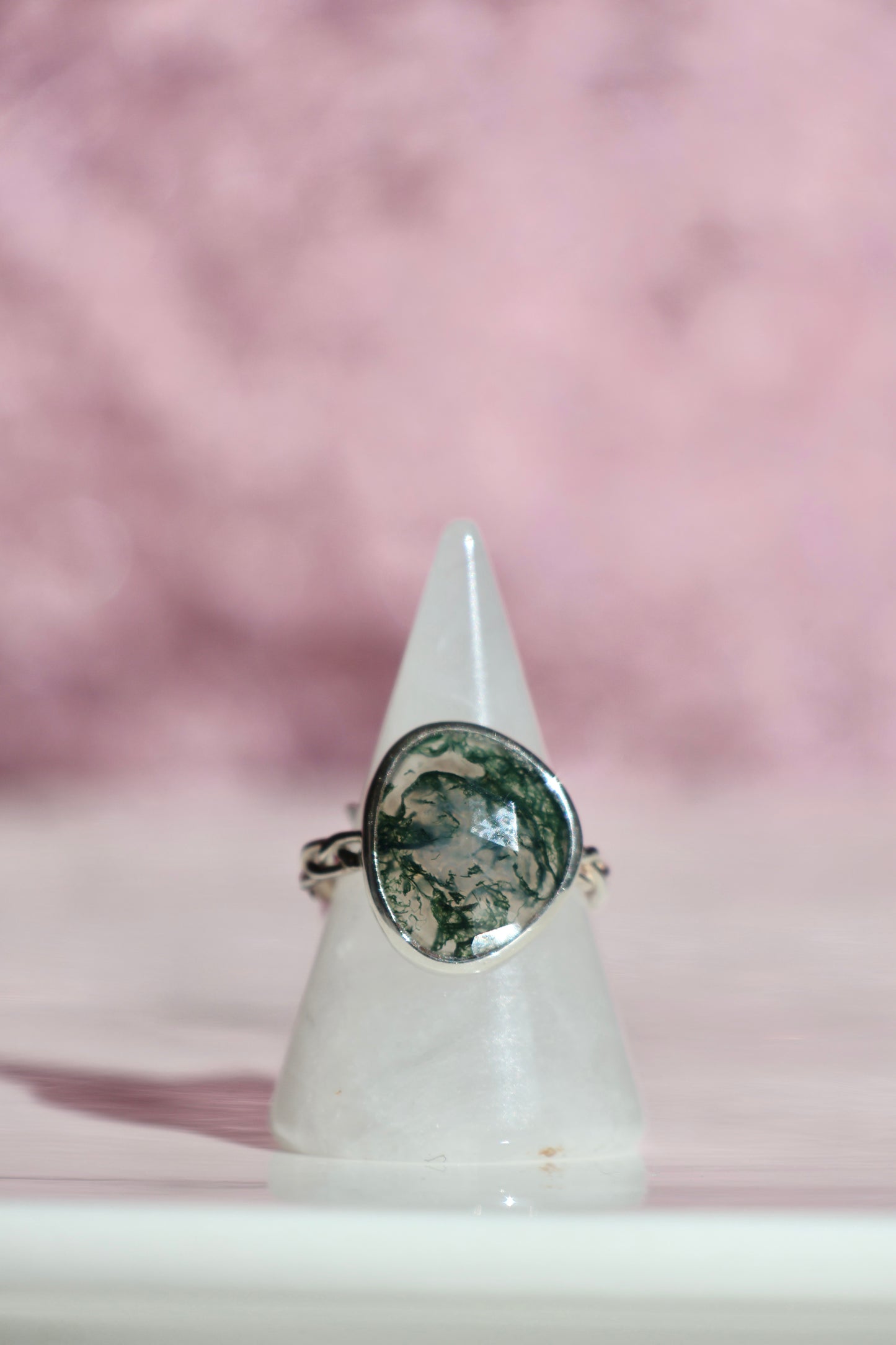 Moss Agate Ring - Size 8