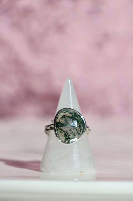 Moss Agate Ring - Size 8