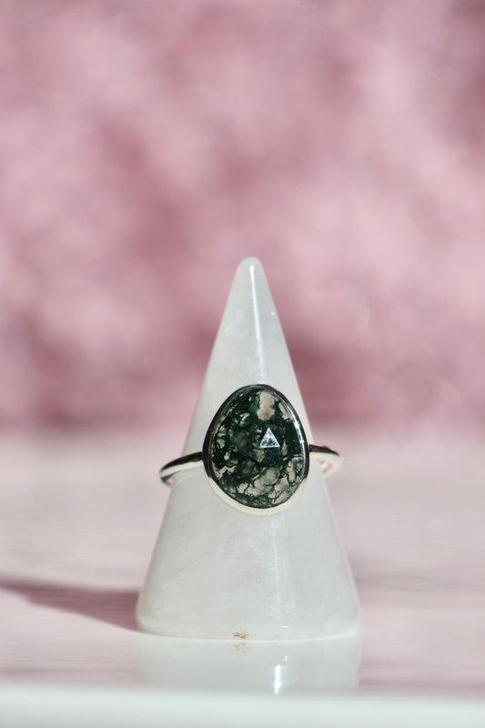Moss Agate Ring - Size 7