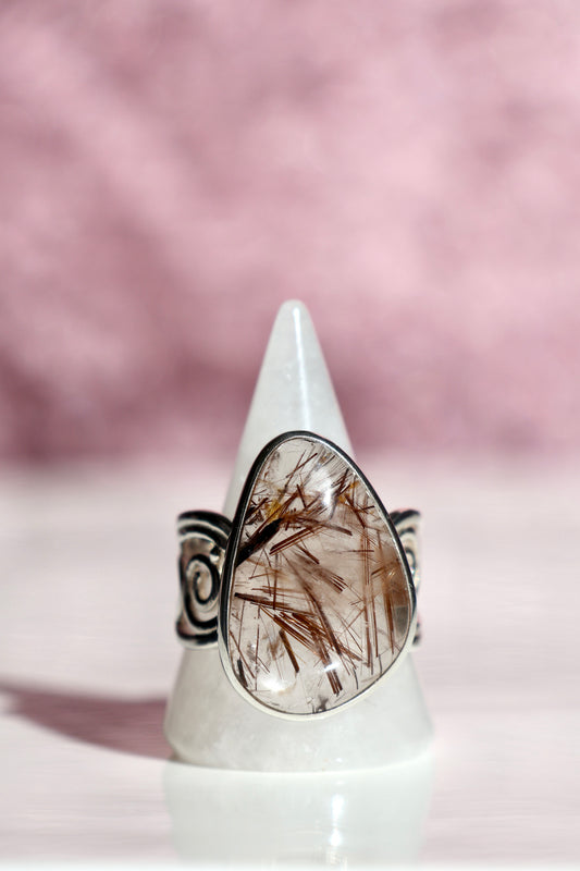 Rutilated Quartz Ring - Size 10