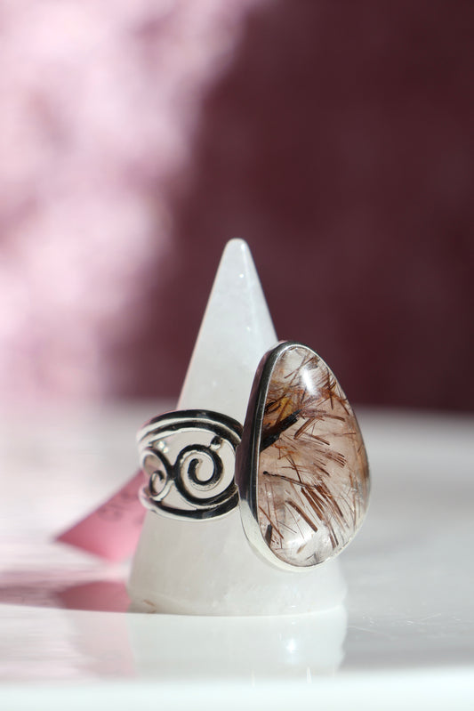 Rutilated Quartz Ring - Size 10