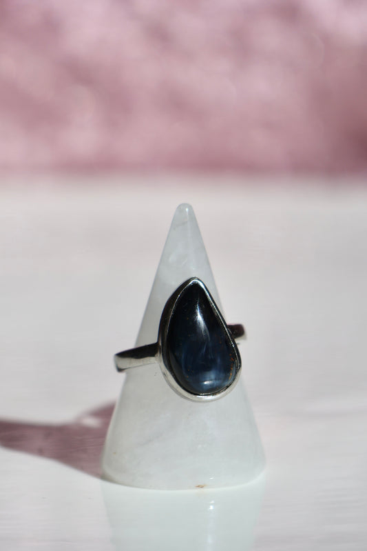 Blue Tiger's Eye Ring - Size 7.5