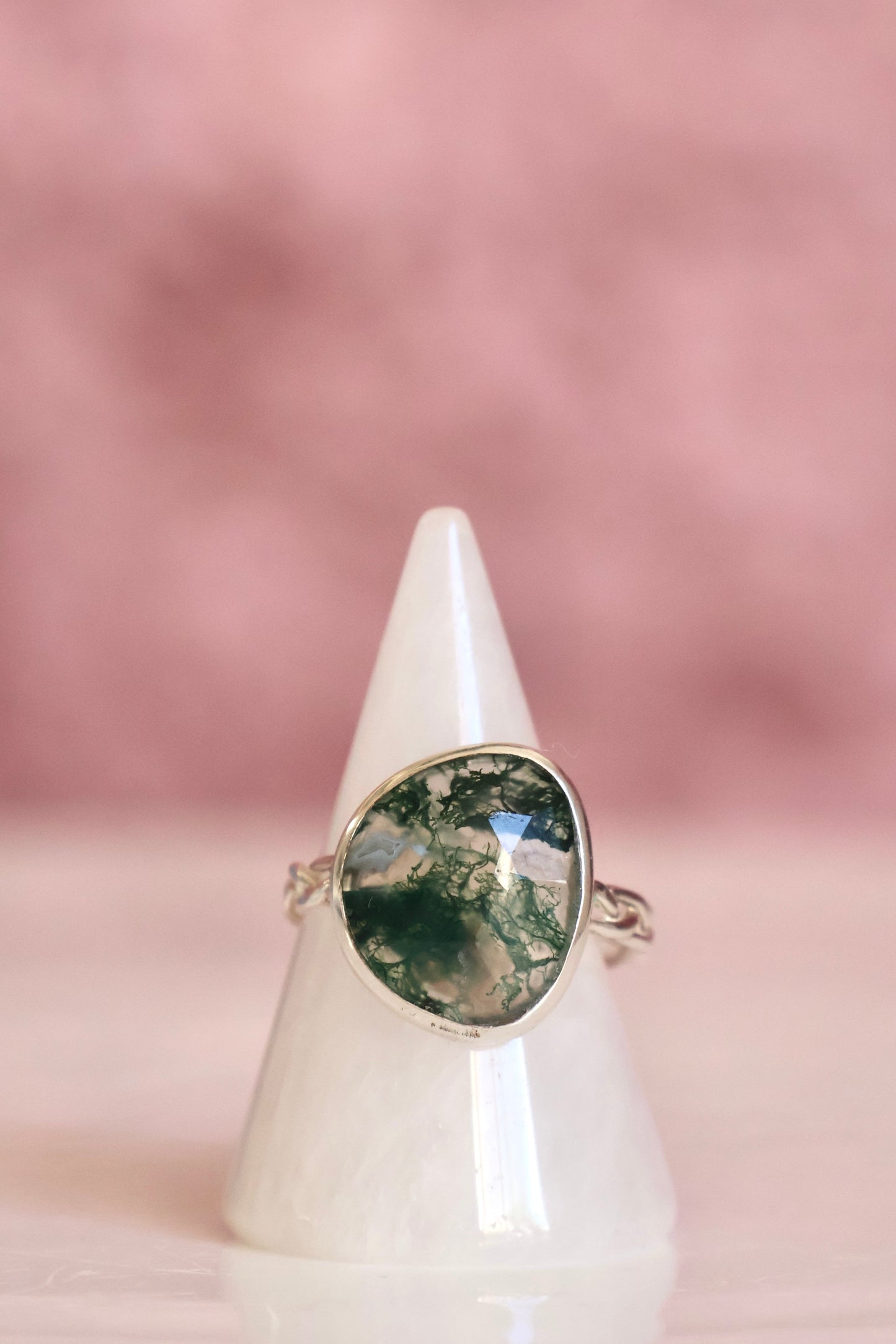 Moss Agate Ring - Size 8