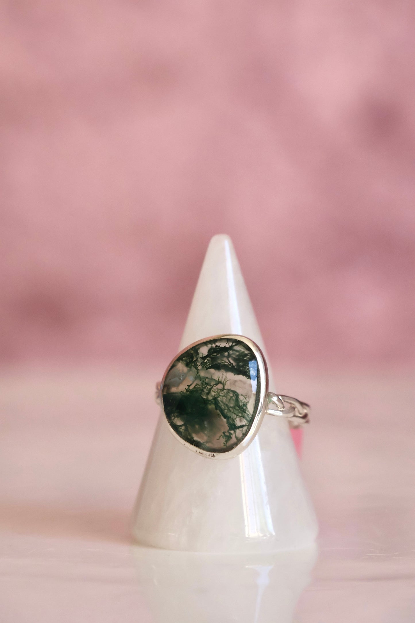 Moss Agate Ring - Size 8