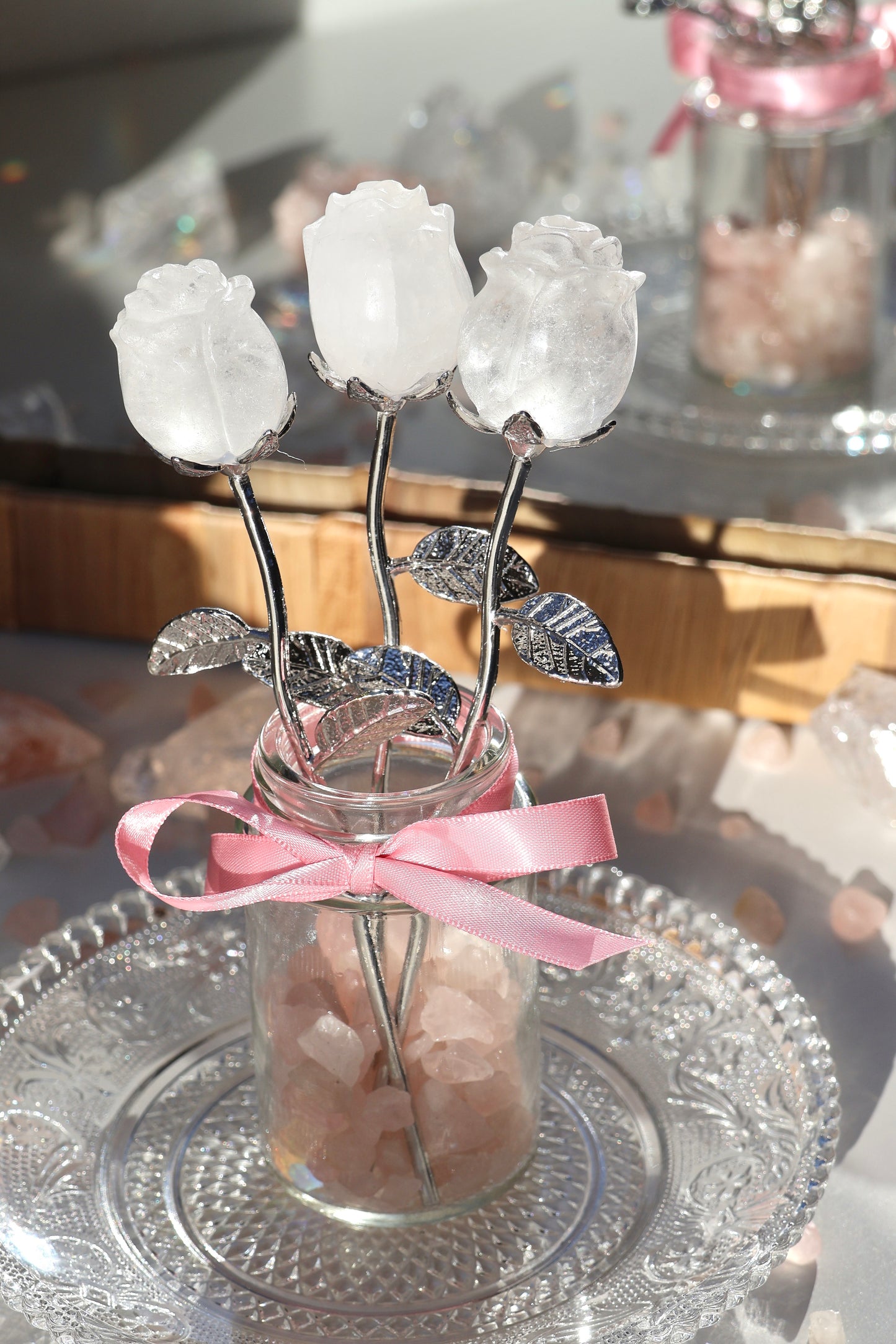 Clear Quartz Rose - Silver