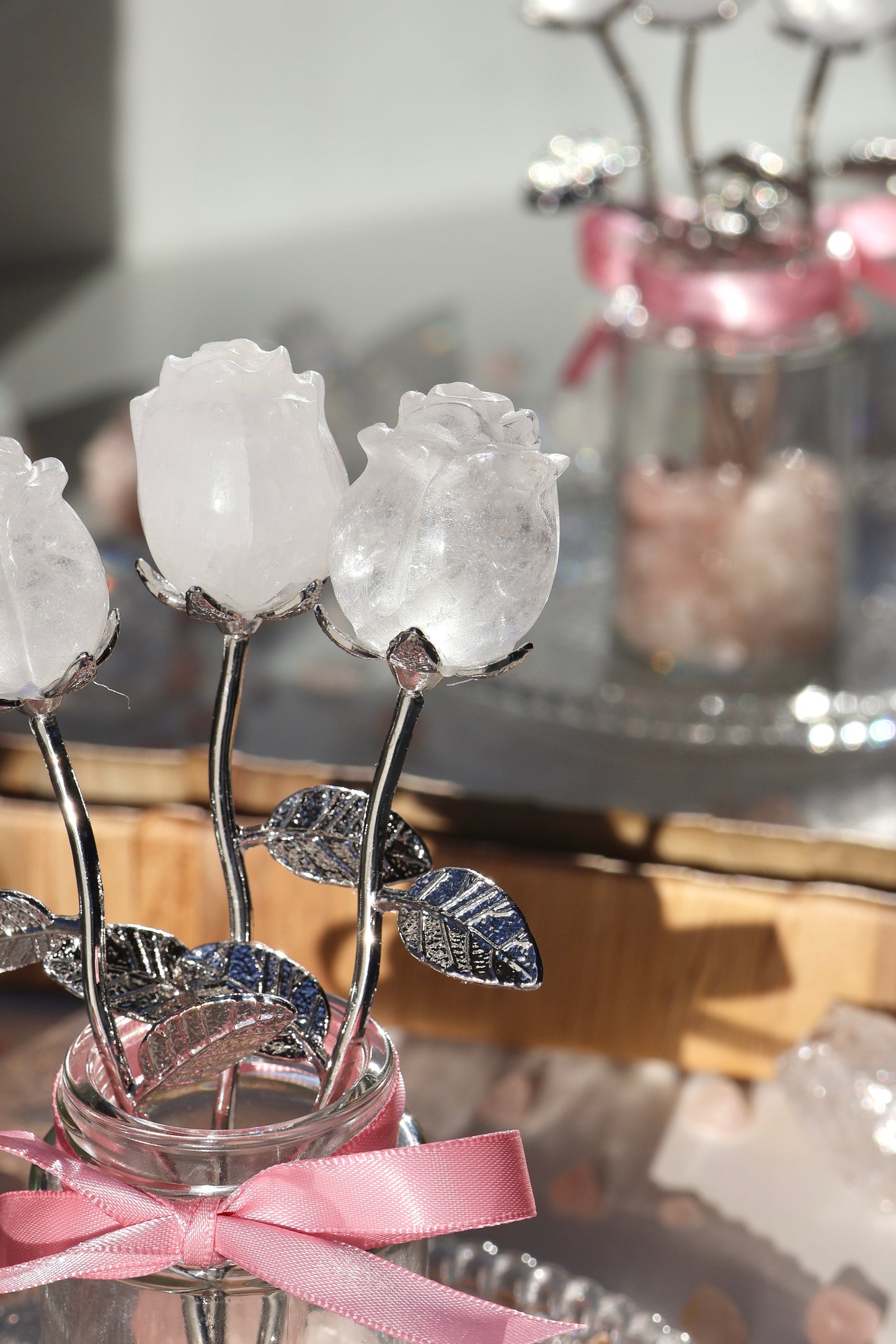 Clear Quartz Rose - Silver