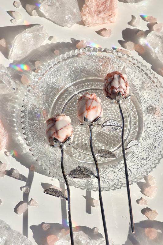 Red Picasso Jasper Rose - Silver