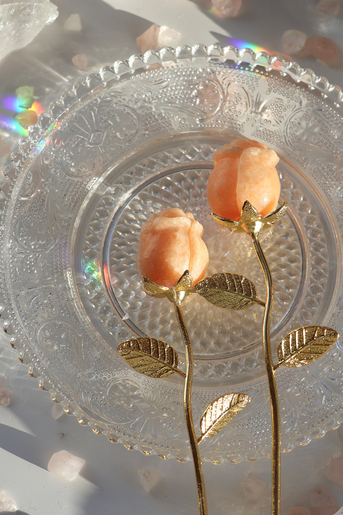 Orange Calcite Rose - Gold