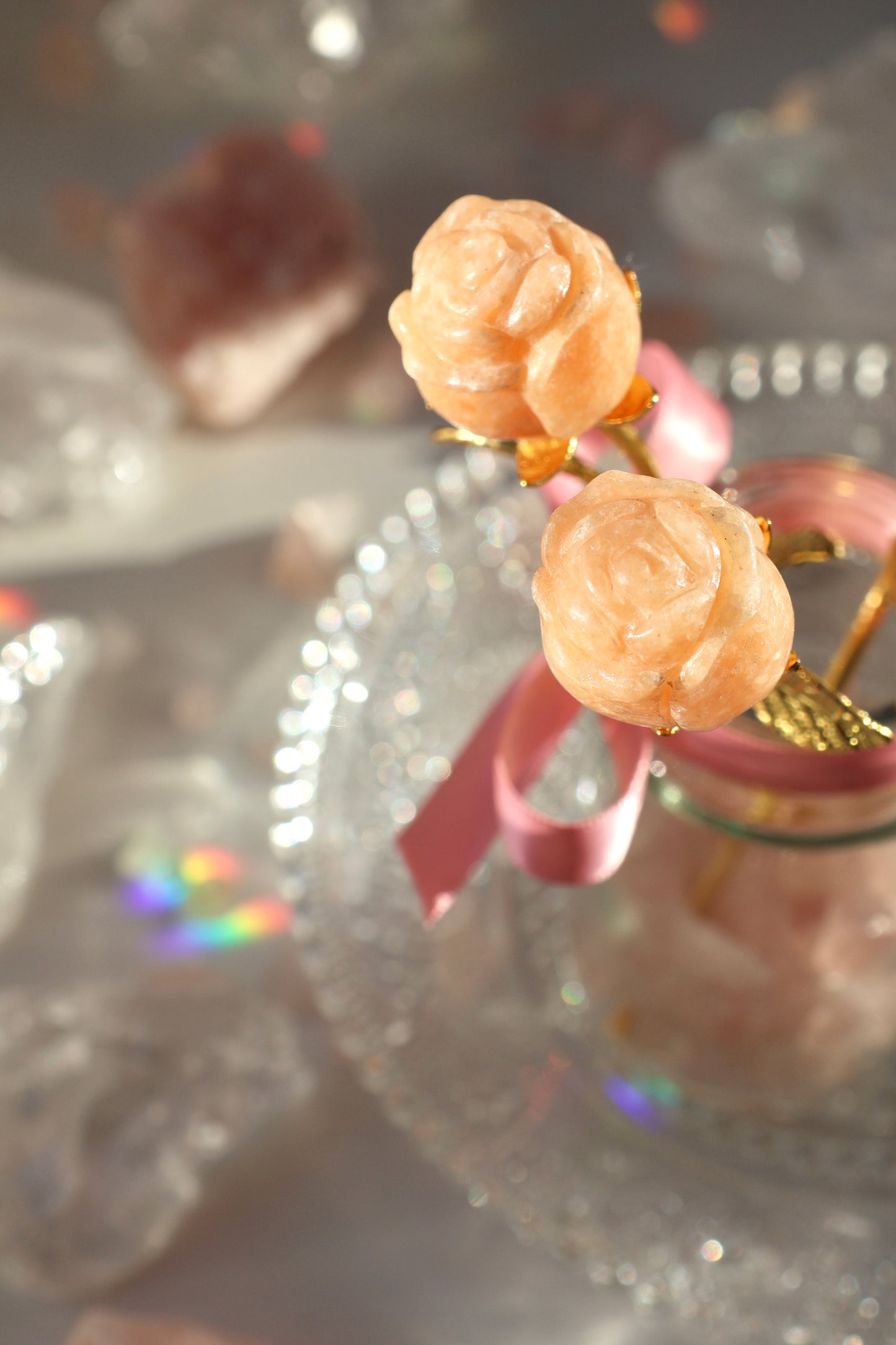 Orange Calcite Rose - Gold
