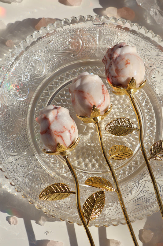 Red Picasso Jasper Rose - Gold