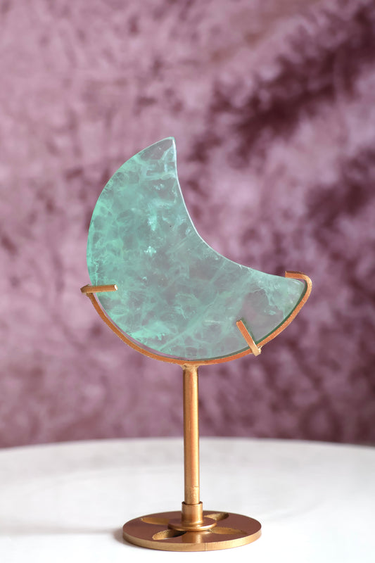 Green Fluorite Moon on Stand