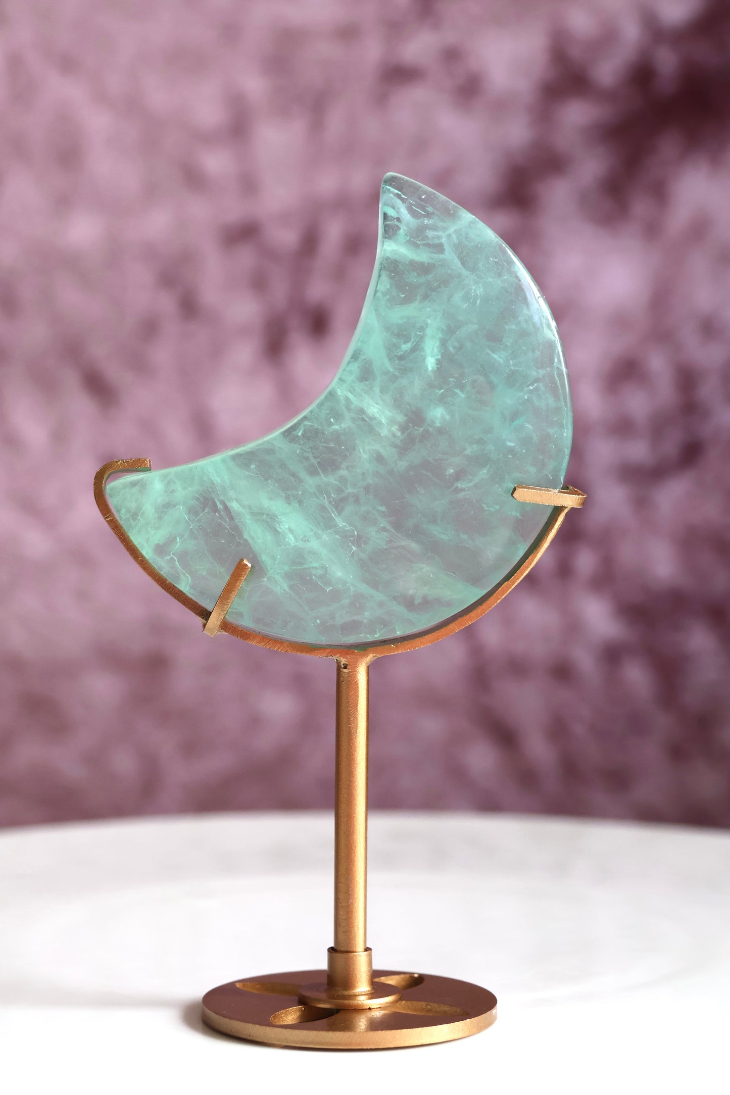 Green Fluorite Moon on Stand