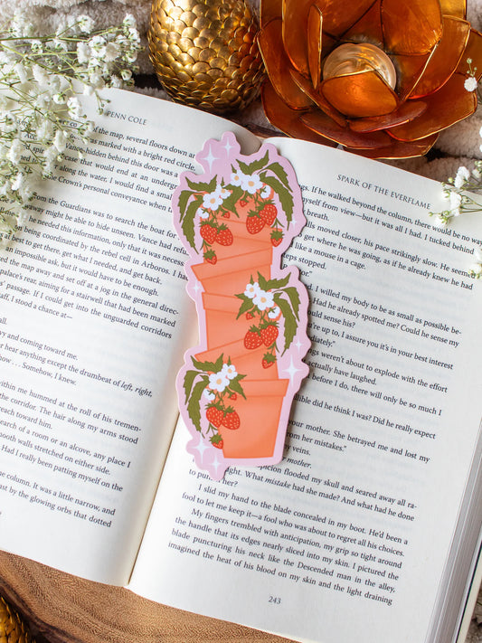 Potted Strawberries Die-Cut Bookmark