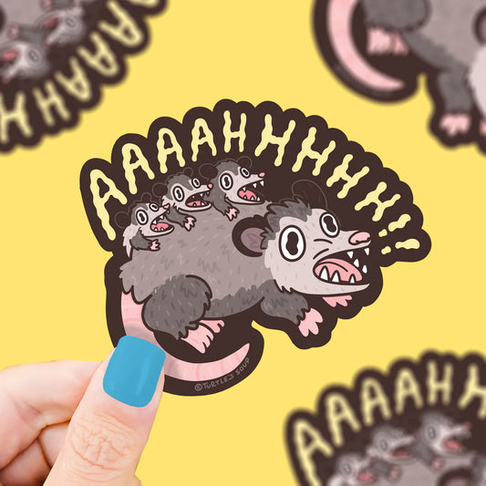 Screaming Opossum Family Vinyl Sticker