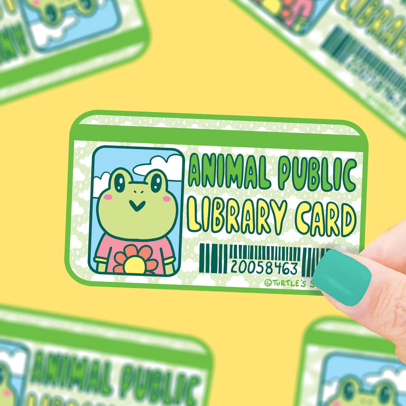 Animal Public Frog Library Card Vinyl Sticker