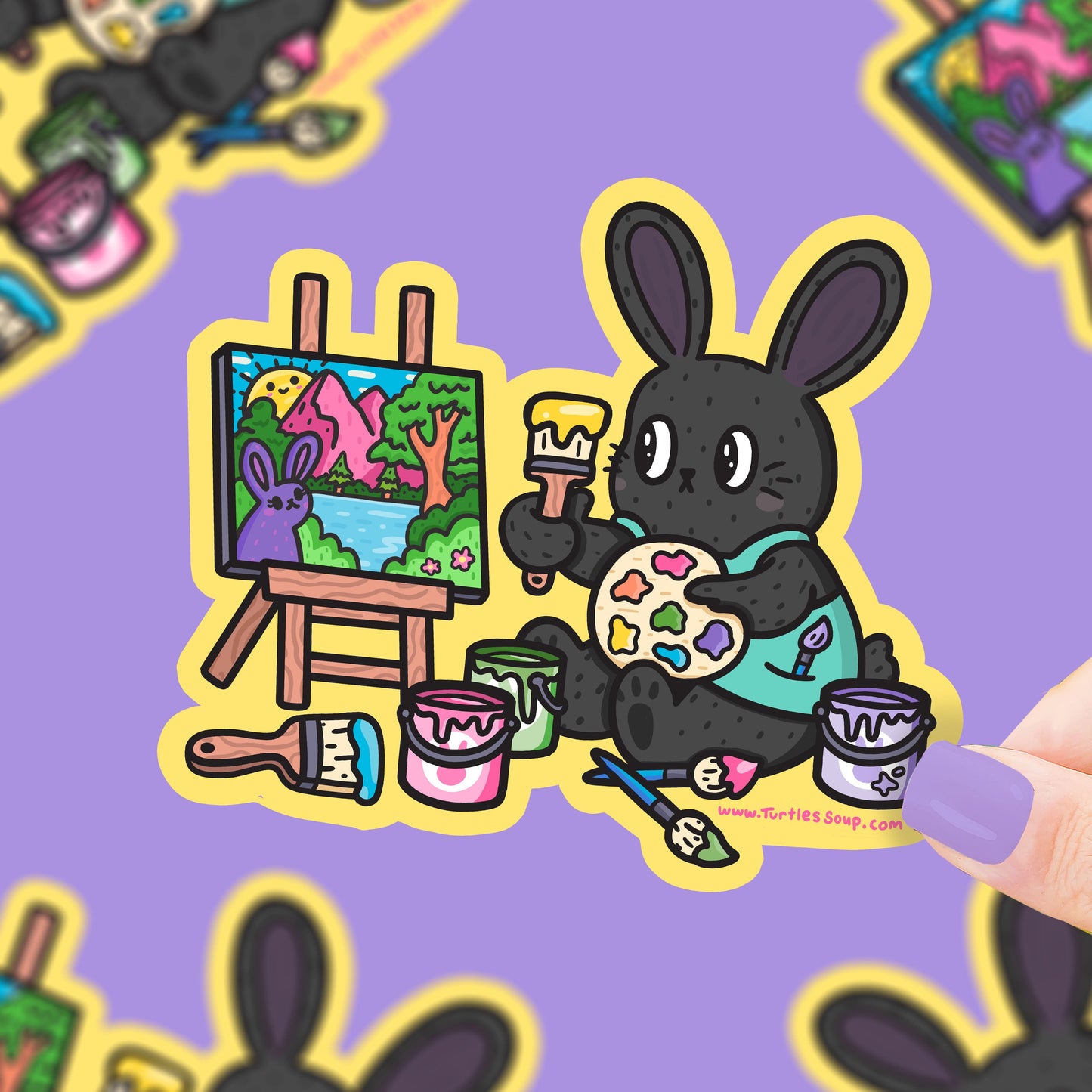 Painter Bunny Rabbit Art Vinyl Sticker