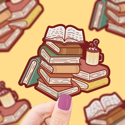 Cozy Bookstack Bookish Vinyl Sticker