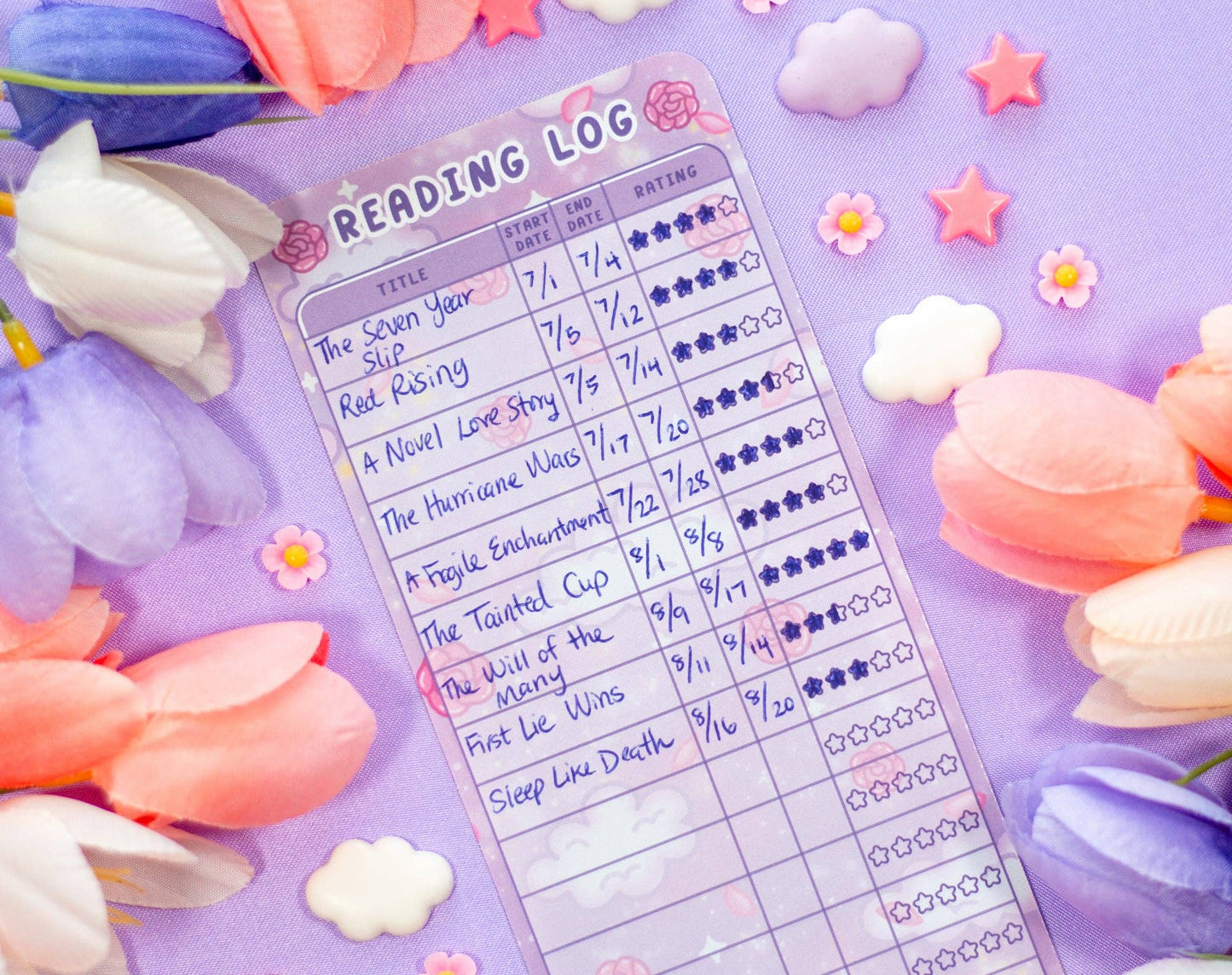 Pastel Academia Reading Log Bookmark